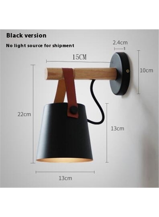 yongsheng LED Classic Style Wall Lamp Black/Brown 13 x 22cm，Wall Sconce Lighting Fixture, Industrial Wall Sconce Black Wall Sconce Light, Bedroom Bedside Wall lamp Brown Leather and Wood Bathroom Vanity Mirror Lighting fixtures  - Image 2
