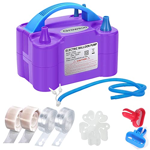 Growsun Balloons Pump Kit Electric Balloon Garland Arch Kit Air Blower Inflator for Party Decoration wBallons Tape Strip Purple - Image 1