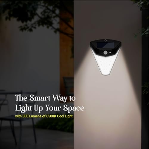 Dylect Solar Diamond Slim Wall Light, 6500K Cool White, 300lm, 32 SMD 2835 LEDs, IP64 Waterproof, Motion Sensor (3 Modes), 8-10hr Working, Overcharge Protection - Image 2