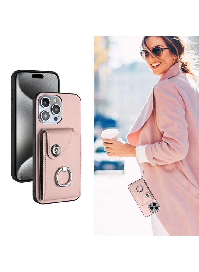 زبون جراب لهاتف iPhone 13 Pro مزود بحلقة وحقيبة بطاقات وحافظة هاتف من البولي يوريثان مع حبل - Image 5