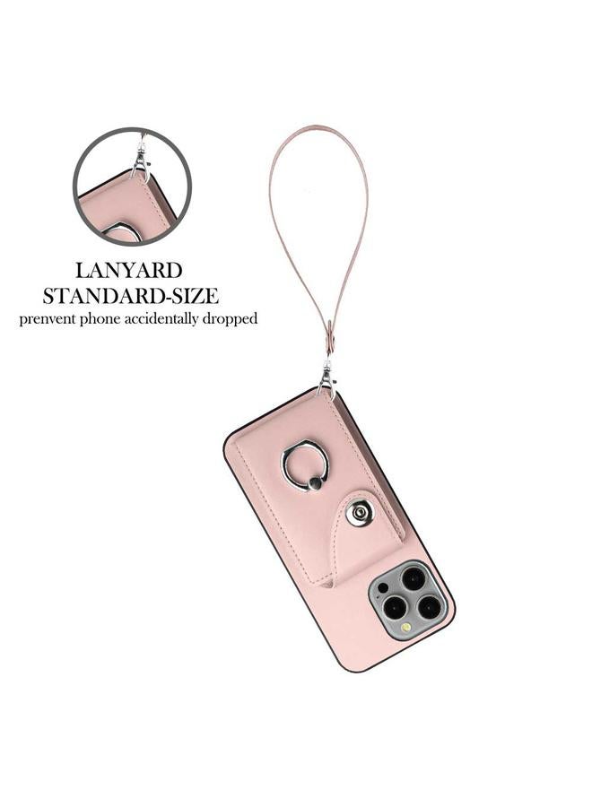 زبون جراب لهاتف iPhone 13 Pro مزود بحلقة وحقيبة بطاقات وحافظة هاتف من البولي يوريثان مع حبل - Image 3