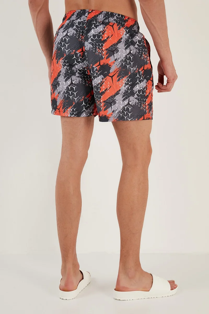 Buratti Patterned Swim Shorts with Waistband and Pockets Men's Swimsuit Short 3800187
