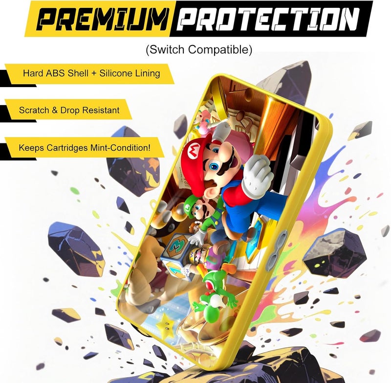 حقيبة بطاقات ألعاب doepeBAE متوافقة مع Nintendo Switch، حامل تخزين بطاقات الألعاب، حقيبة حماية رفيعة محمولة جديدة مع 24 فتحة لبطاقات الألعاب و48 فتحة لبطاقات TF (أصفر 24T) - Image 2