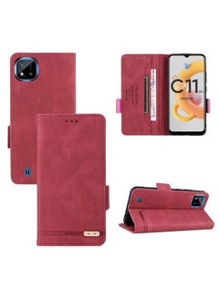 HuHa Case Cover For Realme C11 2021/Realme C20 Magnetic Clasp Flip Leather Phone Case Red 