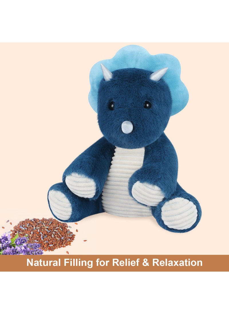 SuzziPals SuzziPals Microwavable & Coolable Triceratops Dinosaur Stuffed Animals, Heated Stuffed Animal Heating Pads for Soothing & Relaxation, Navy Blue Dino Plush for Stress Relief, Plushies Dinosaur Gifts  - Image 3