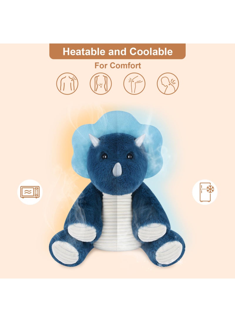 SuzziPals SuzziPals Microwavable & Coolable Triceratops Dinosaur Stuffed Animals, Heated Stuffed Animal Heating Pads for Soothing & Relaxation, Navy Blue Dino Plush for Stress Relief, Plushies Dinosaur Gifts  - Image 2