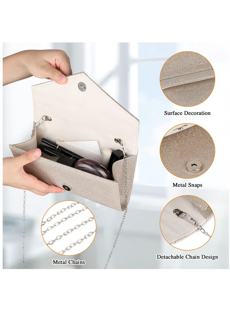 Captaintech Clutch Bag, Lady's Evening Bag with Backpack Chain, Elegant Envelope Bag for Women Girl Wedding Party Banquets Prom - Image 2