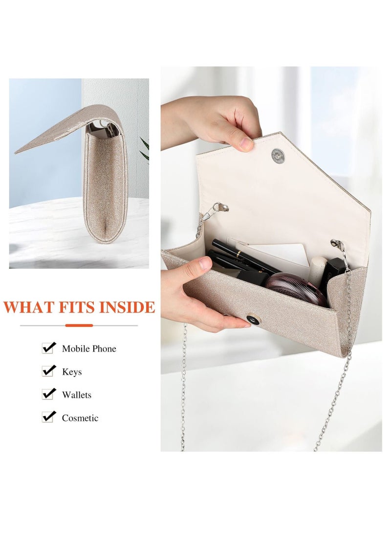 Captaintech Clutch Bag, Lady's Evening Bag with Backpack Chain, Elegant Envelope Bag for Women Girl Wedding Party Banquets Prom - Image 3