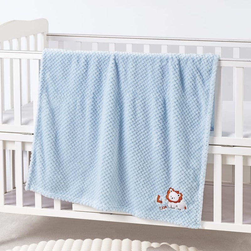 CREVENT 2Pcs 30''X40'' Cute Cozy Fluffy Warm Baby Blankets for Infants Toddlers' Bedding Crib Cot Stroller - Grey Cloud + Lion - Image 3