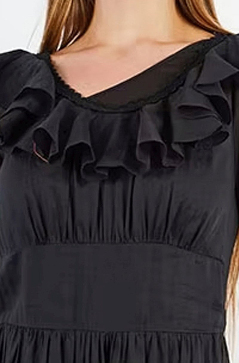Saint Laurent Women Solid Cocktail Dress, Black  - Image 4