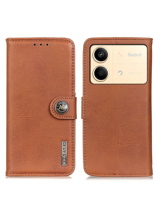 The Bros Case For Xiaomi Redmi Note 13R Pro KHAZNEH Cowhide Texture Flip Leather Phone Case