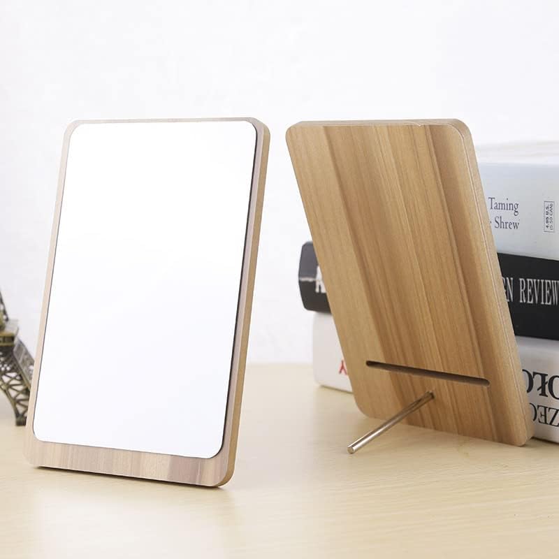 MEETDIP Wooden Mirror Adjustable Tabletop Desk Mirror Vanity Makeup Mirror Bathroom Living Room Shave Makeup Mirror 1PsWoodenSquare - Image 1