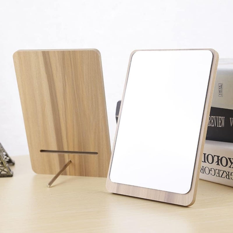 MEETDIP Wooden Mirror Adjustable Tabletop Desk Mirror Vanity Makeup Mirror Bathroom Living Room Shave Makeup Mirror 1PsWoodenSquare - Image 3