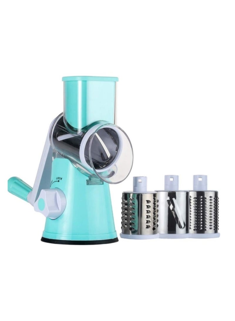 مبشرة جبن دوارة من اوروكهوم، قطاعة شرائح مندولين وخضروات مع 3 شفرات إسطوانية حادة للغاية قابلة للتبديل من الفولاذ المقاوم للصدأ - Image 1