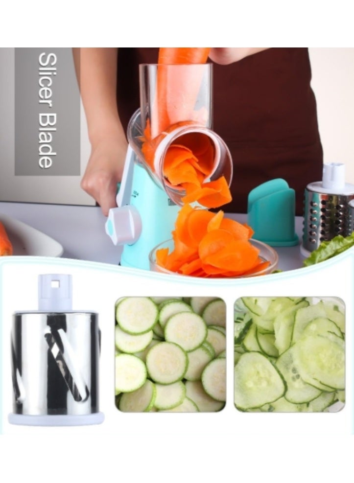 مبشرة جبن دوارة من اوروكهوم، قطاعة شرائح مندولين وخضروات مع 3 شفرات إسطوانية حادة للغاية قابلة للتبديل من الفولاذ المقاوم للصدأ - Image 4