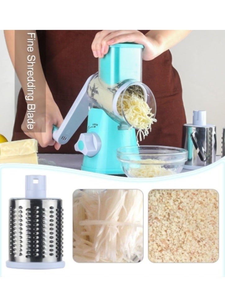 مبشرة جبن دوارة من اوروكهوم، قطاعة شرائح مندولين وخضروات مع 3 شفرات إسطوانية حادة للغاية قابلة للتبديل من الفولاذ المقاوم للصدأ - Image 3