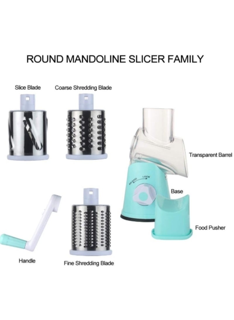 مبشرة جبن دوارة من اوروكهوم، قطاعة شرائح مندولين وخضروات مع 3 شفرات إسطوانية حادة للغاية قابلة للتبديل من الفولاذ المقاوم للصدأ - Image 5