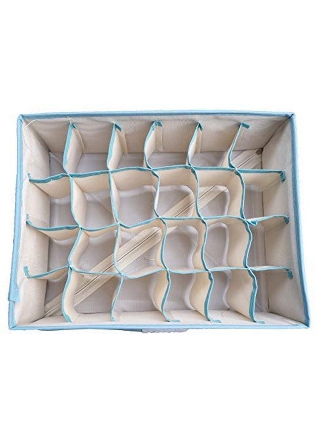 Inditradition Non-Woven 24 Shelf Foldable Storage Box For Innerwear, Socks, Tie, Scarf ( 31X24X12 Cm, Blue)(Cotton), Cosmetics - Image 3
