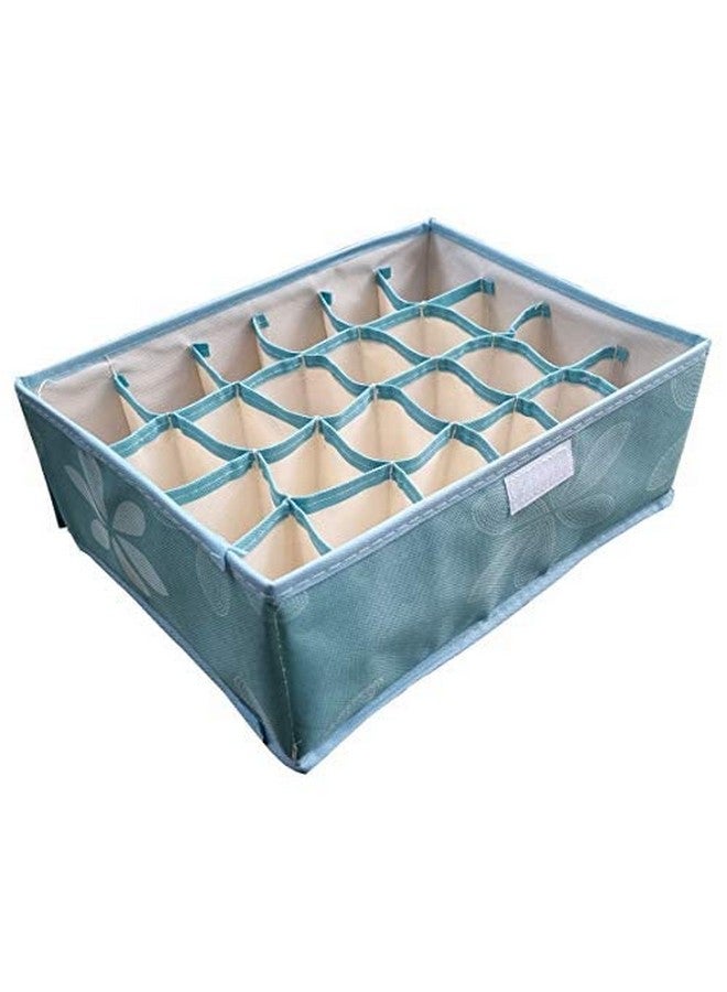 Inditradition Non-Woven 24 Shelf Foldable Storage Box For Innerwear, Socks, Tie, Scarf ( 31X24X12 Cm, Blue)(Cotton), Cosmetics - Image 5