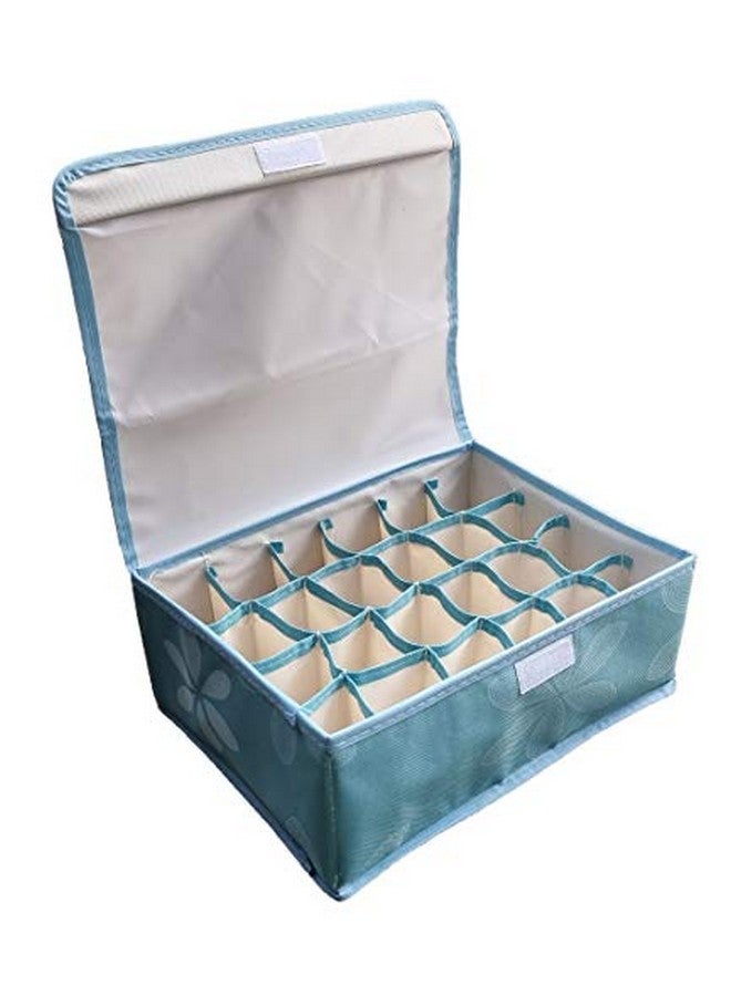 Inditradition Non-Woven 24 Shelf Foldable Storage Box For Innerwear, Socks, Tie, Scarf ( 31X24X12 Cm, Blue)(Cotton), Cosmetics - Image 1