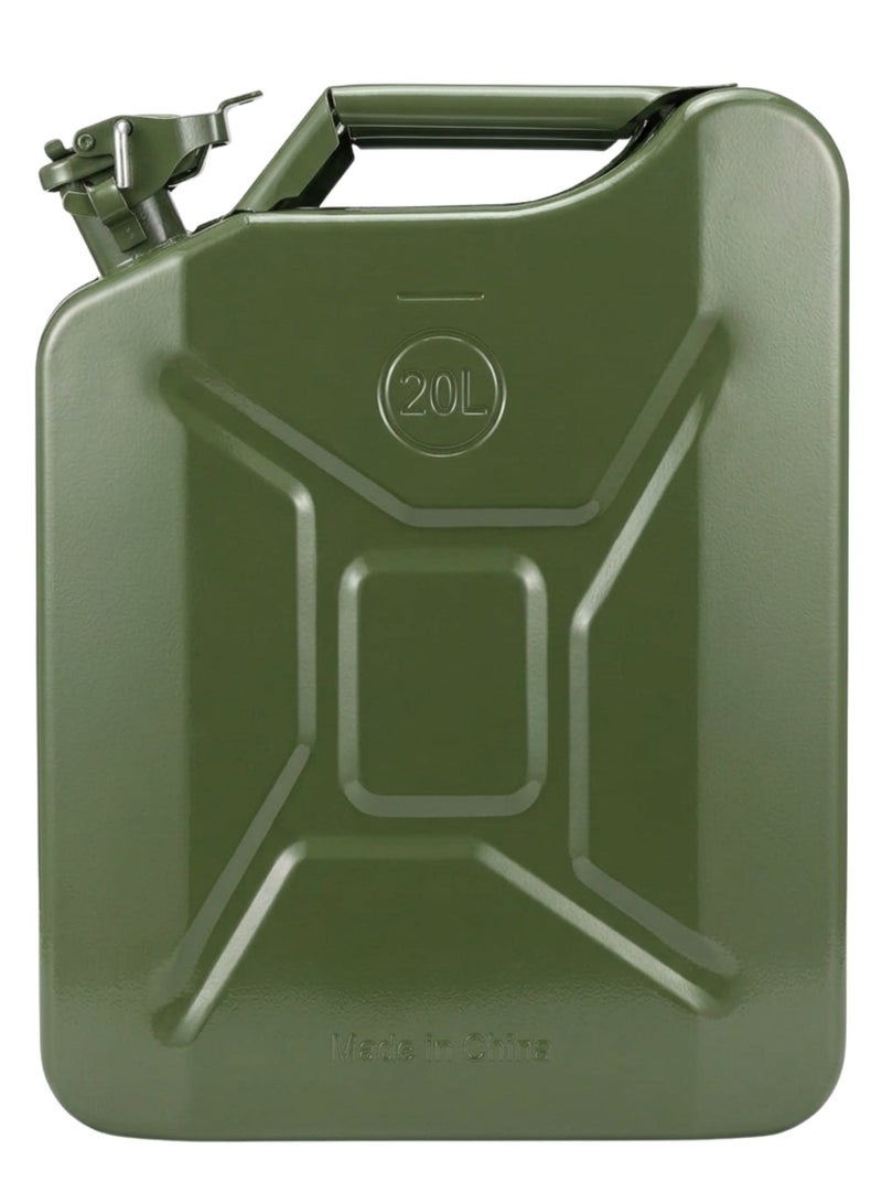 HERIOS Metal Jerry Can, 20 Litre, Green, for Gasoline, Diesel, and Other Liquids - Image 1