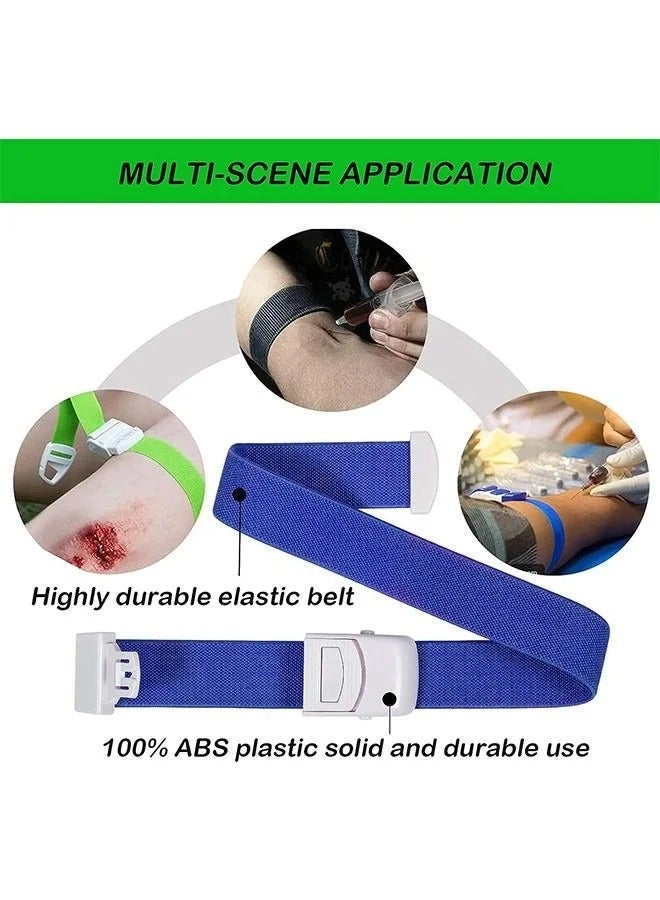 لغة 5 قطع من ضمادات عاصبة بمشبك قابل للتعديل، الإسعافات الأولية الطبية في حالات الطوارئ سريعة الفك، شريط إبزيم مطاطي، إبزيم عاصبة في حالات الطوارئ (ملون) - Image 2