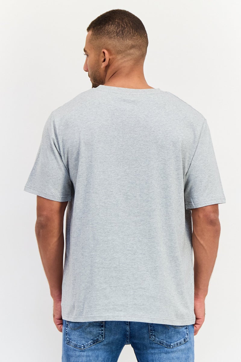 YOTO Men Crew Neck Short Sleeves Graphic Print T-Shirt, Grey - Image 4