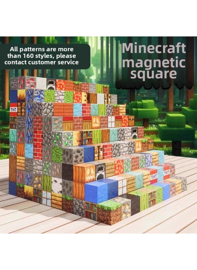 My World Magnetic Square Magnetic Suction Building Blocks Varied Three-dimensional Assembled Children's Toy Boys-Color:Minecraft Magnetic Square Building Blocks [versatile Style]-Specifications:20 Random Pieces [get 2 Dolls]