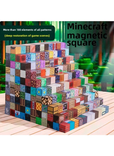 My World Magnetic Square Magnetic Suction Building Blocks Varied Three-dimensional Assembled Children's Toy Boys-Color:Minecraft Magnetic Square Building Blocks [versatile Style]-Specifications:20 Random Pieces [get 2 Dolls]