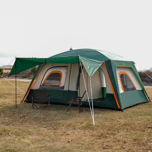 KTT Large Tent 8-10 Person,Family Cabin Tents,2 Rooms,2 Doors and 4 Windows with Mesh,Straight Wall,Waterproof,Double Layer,Big Tents for Outdoor,Picnic,Camping,Family Gathering(Green) - Image 3