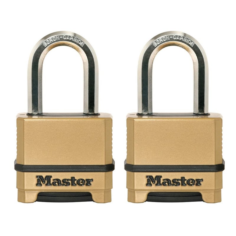Master Lock Gold Combination Lock, Heavy Duty Weather Resistant Padlock, Resettable Combination Lock for Outdoor Use 1.2 x 2 x 3.87 inches, 2 Pack, M175LFEC2 - Image 1