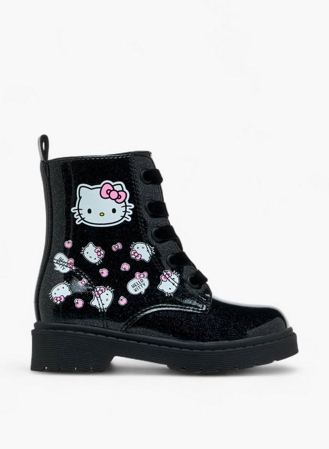 Hello Kitty أحذية كاحل مطبوعة مع إغلاق بسحاب وأزرار سحب - Image 3