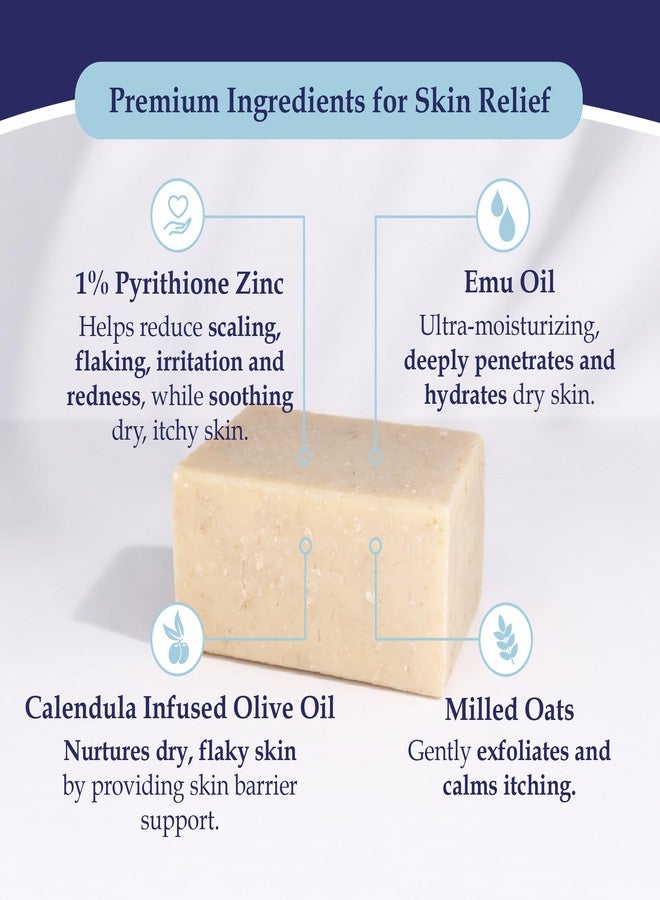 Noble Formula 1% Pyrithione Zinc Soap Bar with Emu Oil – Face, Body and Scalp Gentle Cleanser for Dry, Flaky and Itchy Skin, Sensitive Skin Formula, No Palm Oil, Handmade in the USA – 3.25 oz - Image 4