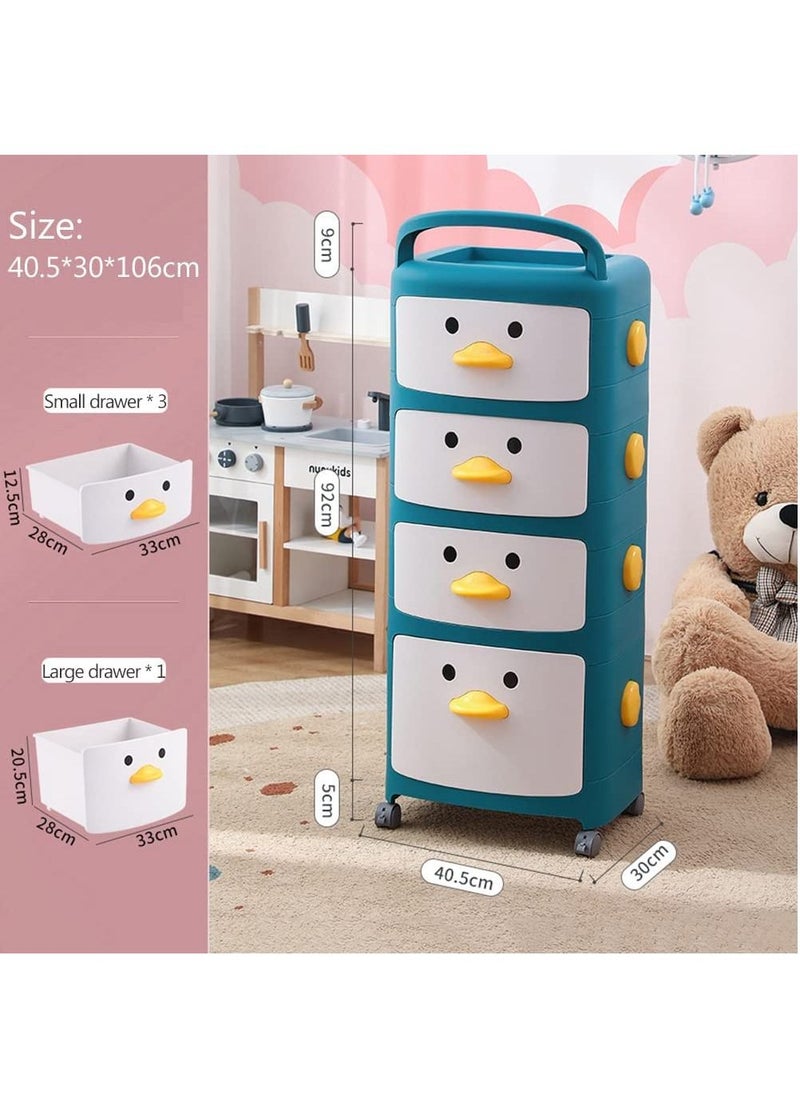 BestStore - Toy Storage Organizer Kids Drawer Cabinet with Handle and Wheels Multipurpose 4 Layers - Image 1