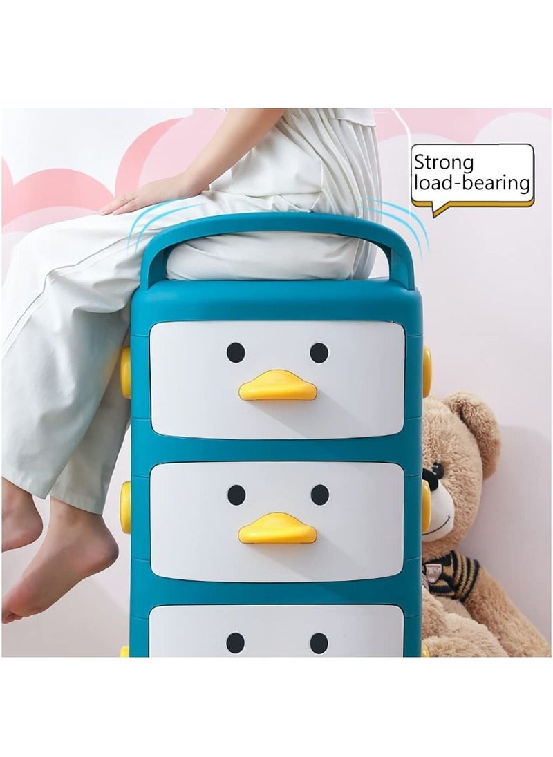 BestStore - Toy Storage Organizer Kids Drawer Cabinet with Handle and Wheels Multipurpose 4 Layers - Image 1