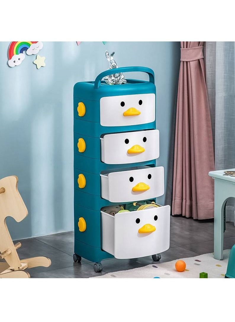 BestStore - Toy Storage Organizer Kids Drawer Cabinet with Handle and Wheels Multipurpose 4 Layers - Image 1