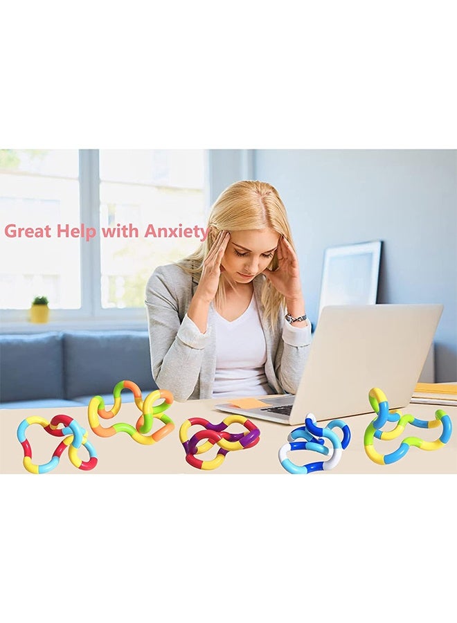 ألعاب الفidget الحسية المتشابكة - 6 قطع من ألعاب تخفيف التوتر الملونة المتنوعة للبالغين والأولاد والبنات للاسترخاء وتخفيف القلق والتوتر واستبدال الهدايا بدلاً من التدوير (6 قطع) - Image 3