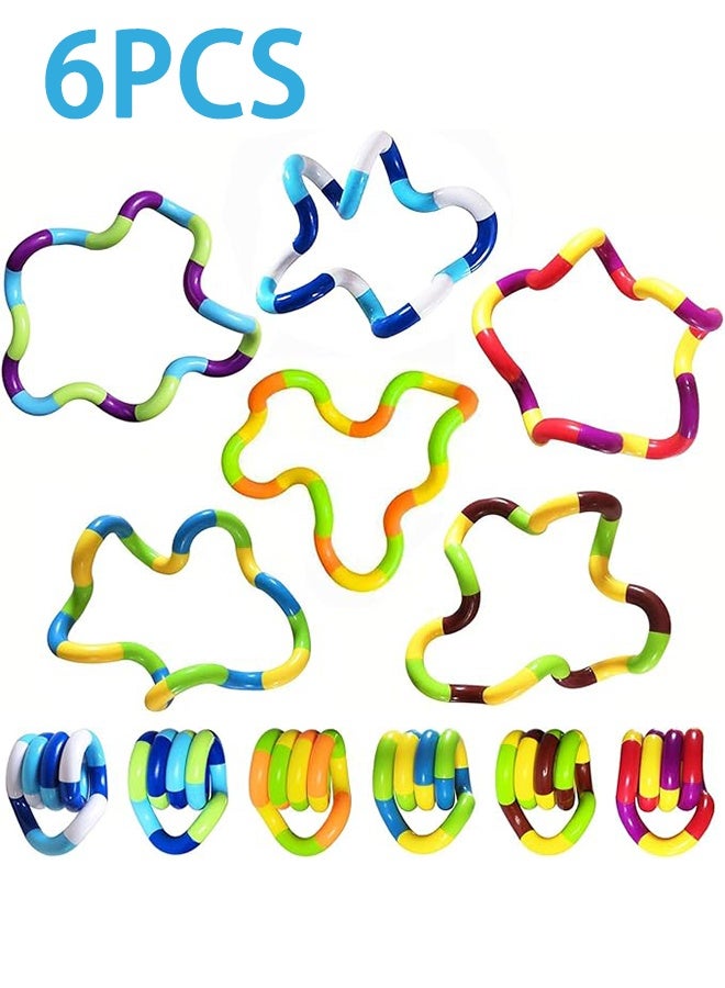 ألعاب الفidget الحسية المتشابكة - 6 قطع من ألعاب تخفيف التوتر الملونة المتنوعة للبالغين والأولاد والبنات للاسترخاء وتخفيف القلق والتوتر واستبدال الهدايا بدلاً من التدوير (6 قطع) - Image 1