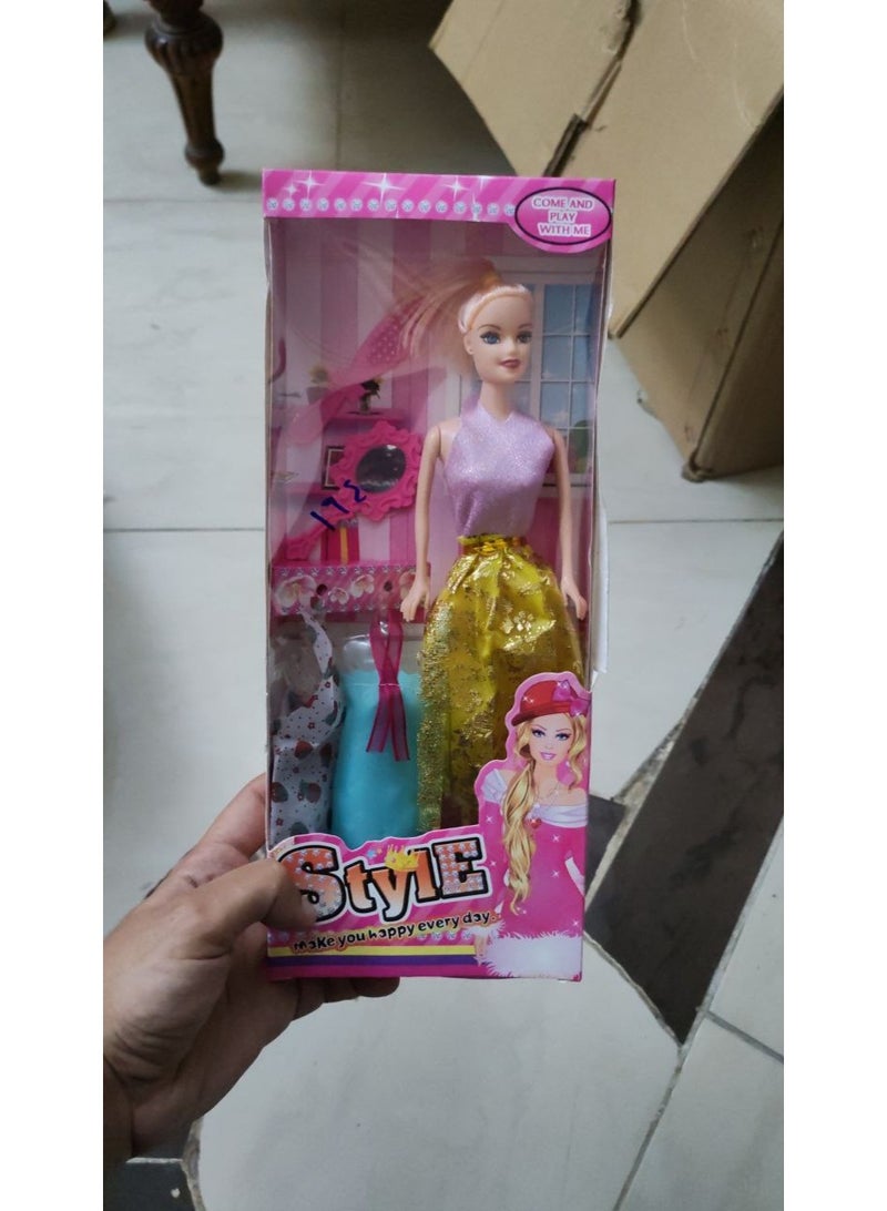 عروسة دمية بناتي فاشون مع فستان وإكسسوارات | عروسة ألعاب للبنات، دمية تغيير ملابس، هدية مميزة للأطفال