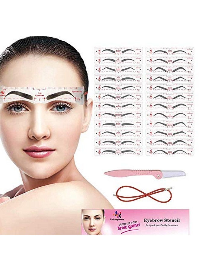 Linkinghome Eyebrow Stencil 24 Eyebrow Shaper Kit Reusable Eyebrow Template With Strap 3 Minutes Makeup Suitable For 98% - Image 1