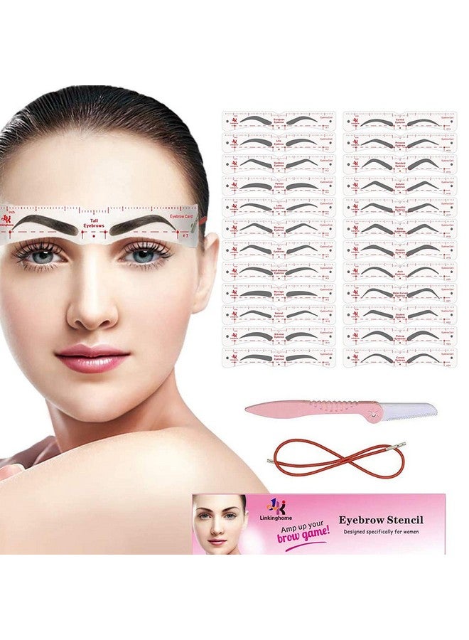 Linkinghome Eyebrow Stencil 24 Eyebrow Shaper Kit Reusable Eyebrow Template With Strap 3 Minutes Makeup Suitable For 98% - Image 2