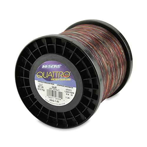 Hi-Seas Quattro Monofilament Line, 50 lb / 22.6 kg Test, .028 in / 0.70 mm Dia, 4-Color Camo, 1000 yd / 914 m - Image 1