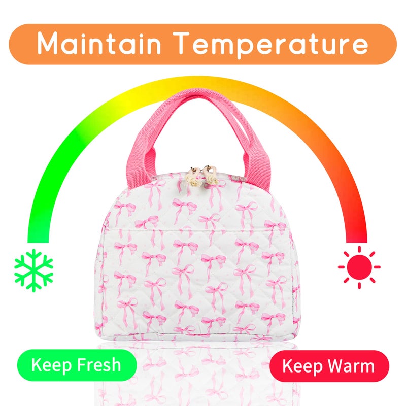 GISMTR Lunch Bag for Women Insulated Lunch Box Cute Quilted Lunch Tote Bags Reusable Large Capacity Cooler Bag for Travel Work Picnic - Image 3