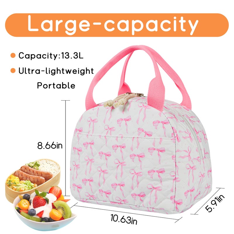 GISMTR Lunch Bag for Women Insulated Lunch Box Cute Quilted Lunch Tote Bags Reusable Large Capacity Cooler Bag for Travel Work Picnic - Image 2