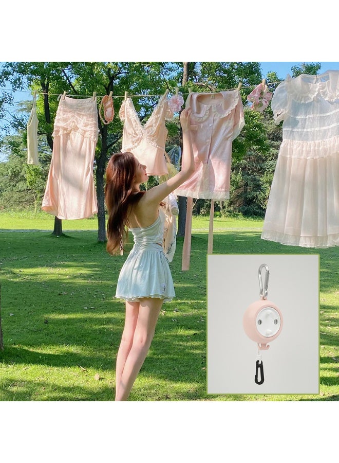 حبل غسيل سفر محمول قابل للسحب حبل غسيل خارجي قابل للسحب وردي 10 أمتار - Image 2