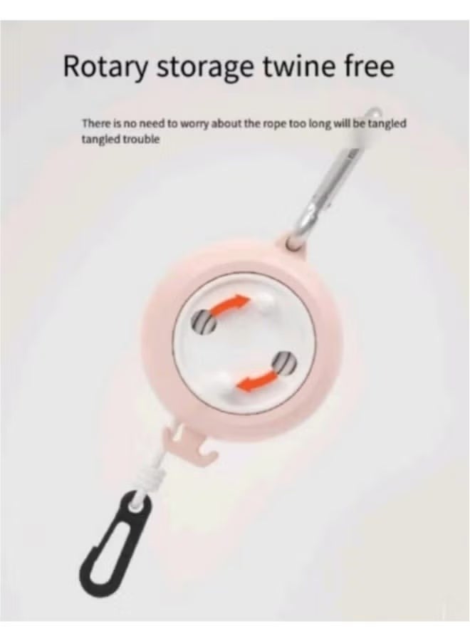 حبل غسيل سفر محمول قابل للسحب حبل غسيل خارجي قابل للسحب وردي 10 أمتار - Image 4