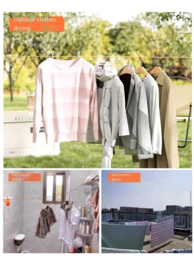 حبل غسيل سفر محمول قابل للسحب حبل غسيل خارجي قابل للسحب وردي 10 أمتار - Image 3