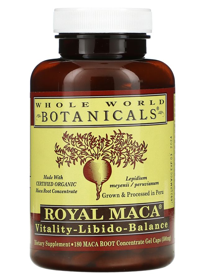 Whole World Botanicals Royal Maca 500 mg 180 Gel Caps (250 mg per Capsule)