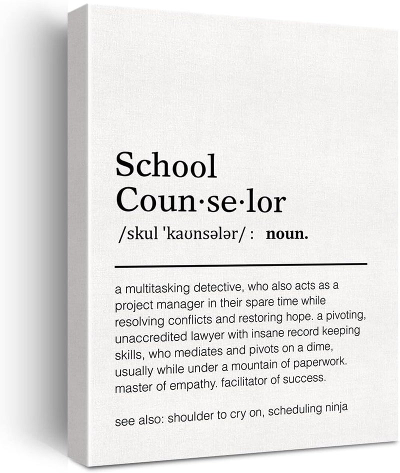 JerLoe Scheduling Ninja Canvas Wall Art Motivational School Counselor Definition Canvas Print Positive Canvas Painting Home Office Wall Decor Framed Appreciation Thank You Gift 12x15 Inch - Image 1