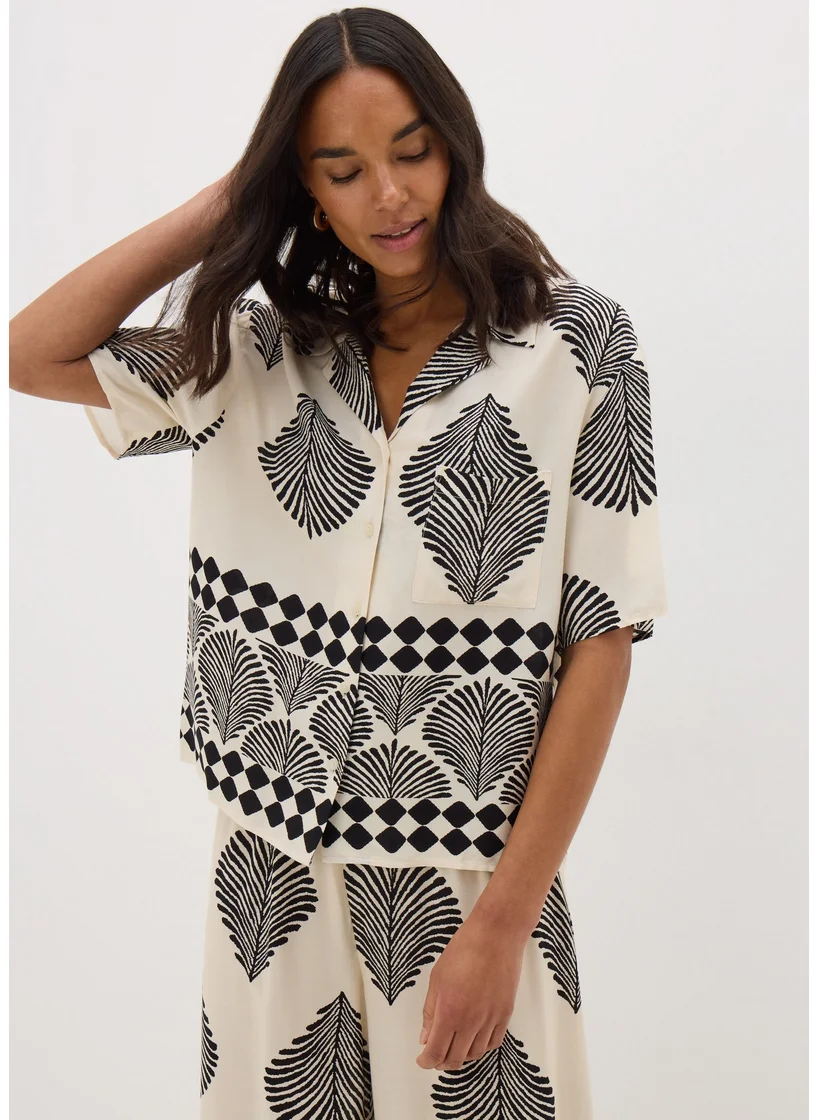 Matalan Cream & Black Border Co Ord Shirt